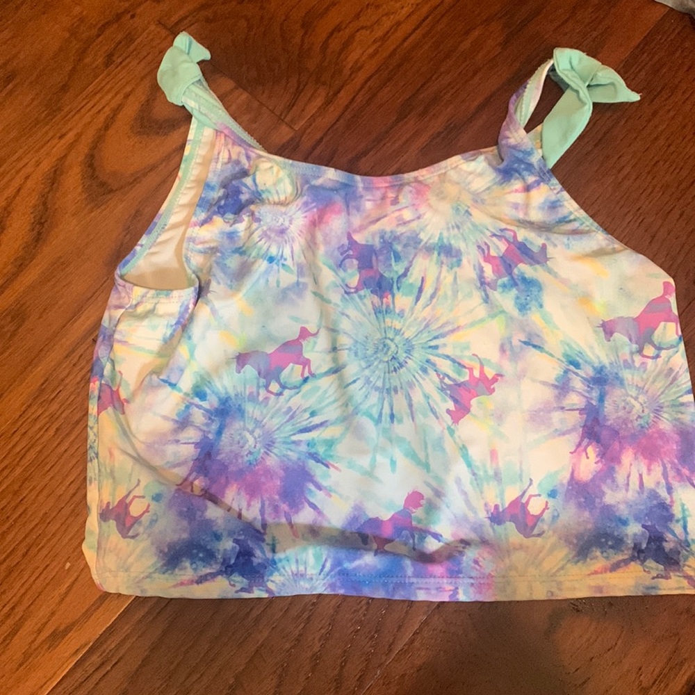 pink purple blue unicorn girls swim top